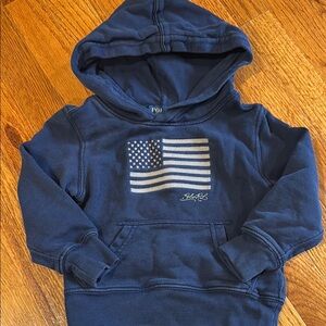 Polo by Ralph Lauren Blue and White Hoodie with Flag Design
